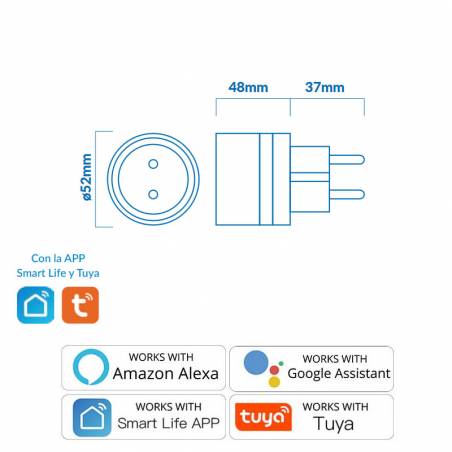 Enchufe inteligente 16A WIFI 3680w - Atmoss