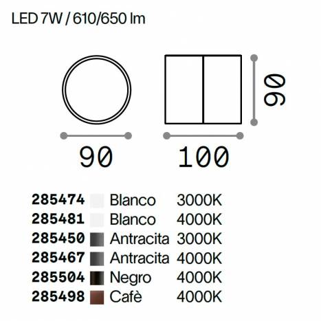 IDEAL LUX Omega Round 7w IP54 wall lamp info
