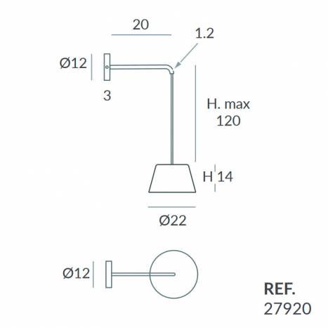 OLE by FM Sento 1L fixed 22cm wall lamp info