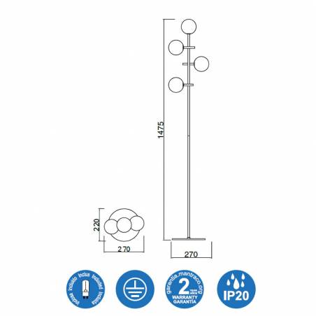 Lámpara de pie Cellar 4L LED cristal - Mantra