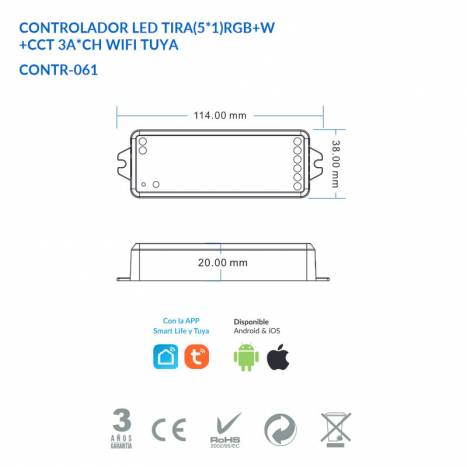 Controlador WIFI Tira LED RGB/CCT - Atmoss