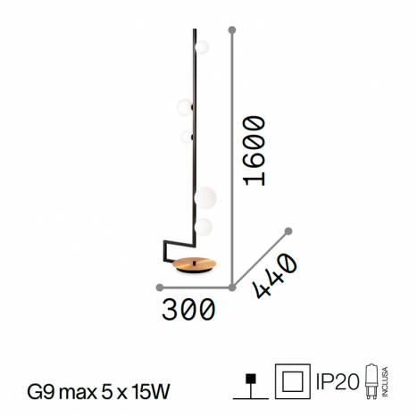 Lámpara de pie Birds 5L G9 cristal info - Ideal Lux