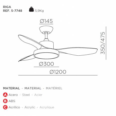 MDC Riga LED DC Ø120cm ceiling fan