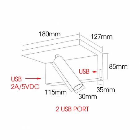 Aplique de pared Beam LED USB info - Beneito Faure