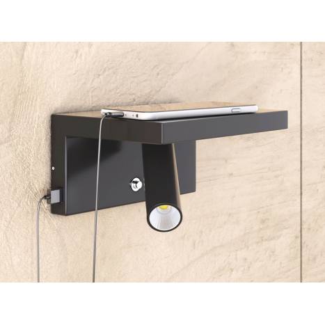 Aplique de pared Beam LED USB negro ambiente - Beneito Faure