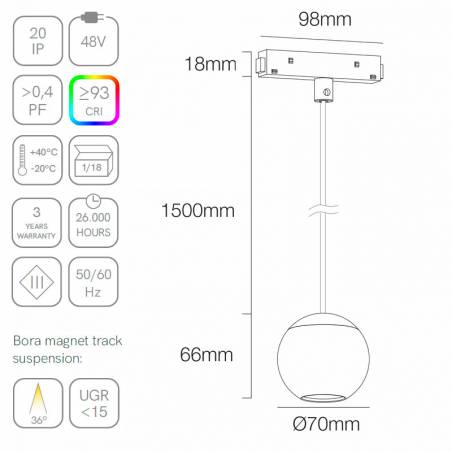 BENEITO FAURE Bora 48V LED magnetic pendant lamp info