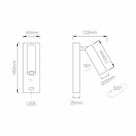 BENEITO FAURE Pure LED + USB wall lamp