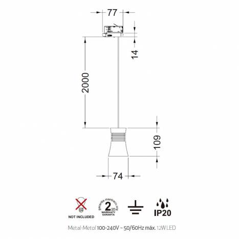Lámpara de carril Pagoda trifasico GU10 - Mantra