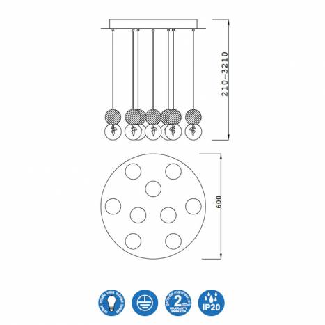 MANTRA Galaxia 9L E27 LED pendant lamp