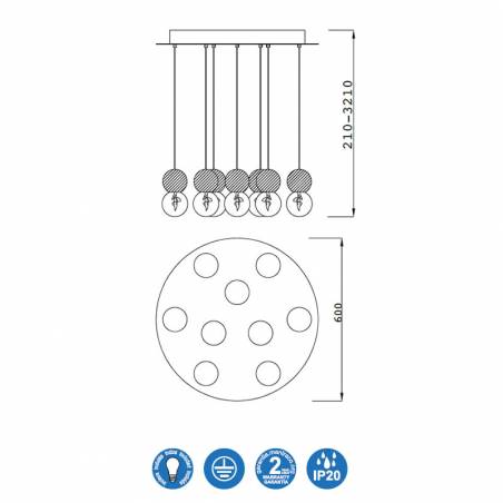 MANTRA Galaxia 9L E27 LED pendant lamp
