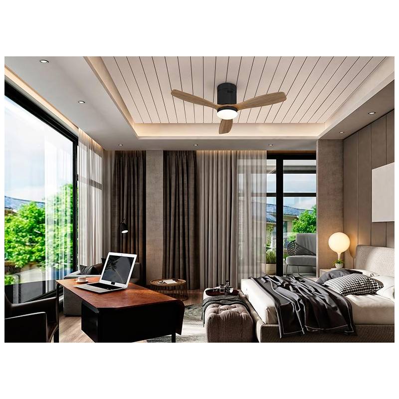 mezcla Escoba grueso SCHULLER Siroco Mini LED DC wood ceiling fan