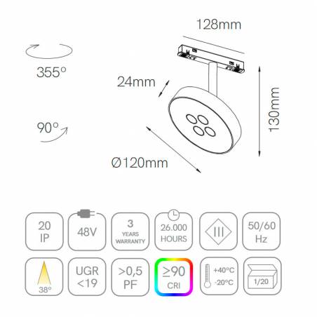 BENEITO FAURE Cookie 48V LED magnetic track light info