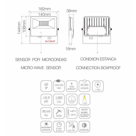 BENEITO FAURE Sky Sensor LED flood light IP65 black