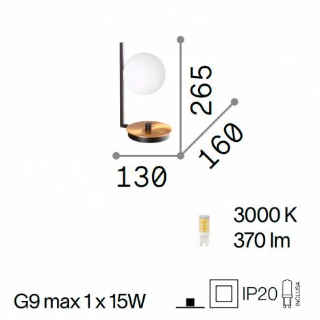 IDEAL LUX Birds 1L G9 glass table lamp info