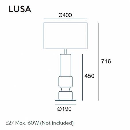 Lámpara de mesa Lusa E27 vidrio info - Aromas