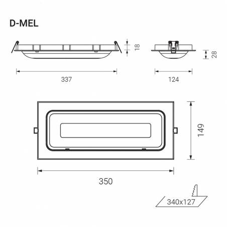 NORMALUX Dunna LED emergency recessed frame