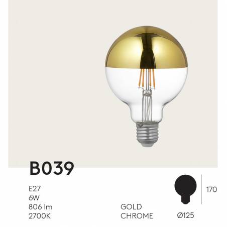 Bombilla LED 6w E27 Globo G125 cúpula oro - Aromas