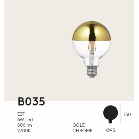 AROMAS Globe G95 LED E27 bulb 6w gold