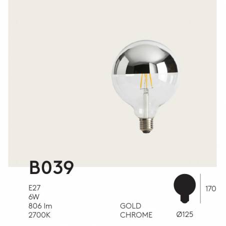 AROMAS Globe G125 LED E27 bulb 6w chrome