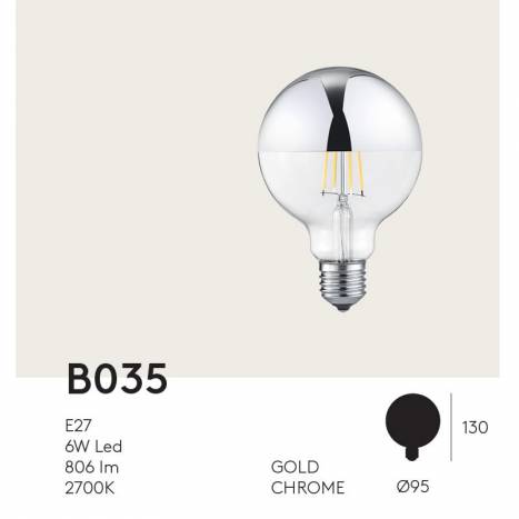 Bombilla LED 6w E27 Globo G95 cúpula cromo - Aromas