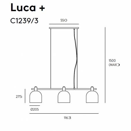 Lámpara colgante Luca 3L negro - Aromas
