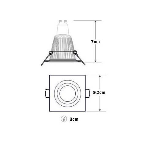 Foco empotrable LED 8w Sharp cuadrado aluminio basculante
