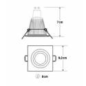 Square recessed light LED 8w aluminium