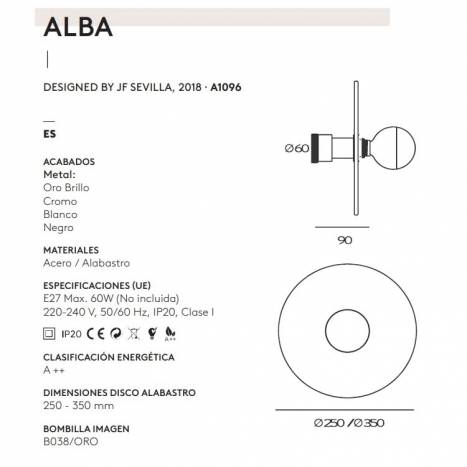 AROMAS Alba E27 wall lamp alabaster