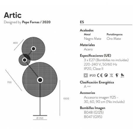 Lámpara de pie Artic 3L E27 - Aromas