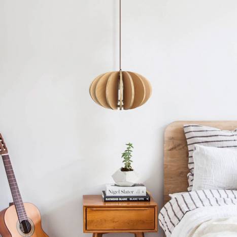 Lámpara colgante Chopo 1L E27 madera ambiente - Ineslam 1