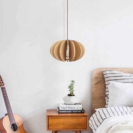 Lámpara colgante Chopo 1L E27 madera ambiente - Ineslam 1