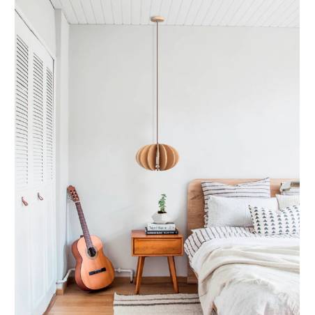 Lámpara colgante Chopo 1L E27 madera ambiente - Ineslam