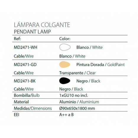 Lámpara colgante MD2471 GU10 info - Ineslam 1