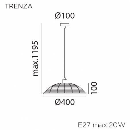 Lámpara colgante Trenza 1L E27 ratán info - MDC