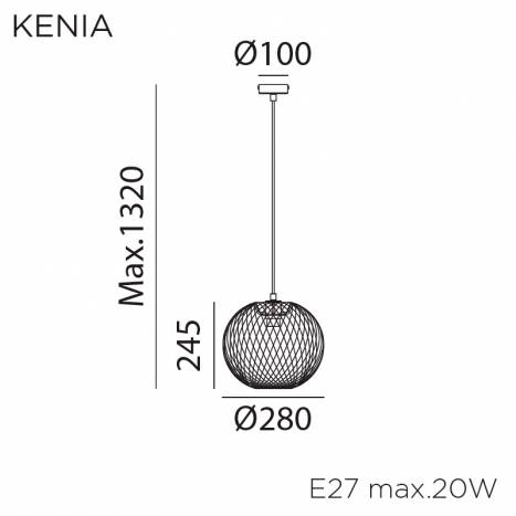 Lámpara colgante Kenia 1L E27 28cm bambú info - MDC