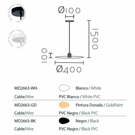 Lámpara colgante MD2663 1L E27 - Ineslam