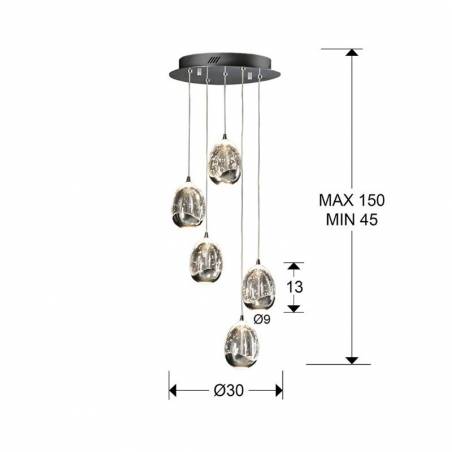 Lámpara colgante Rocio 5L LED cromo - Schuller