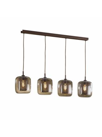 SCHULLER Fox pendant lamp 4L brown oxide