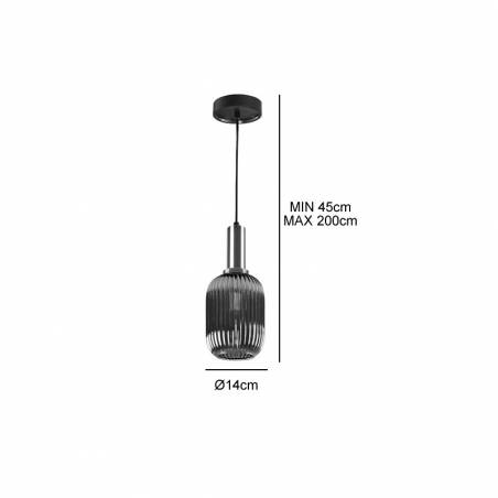 Lámpara colgante Norma 1L E27 LED gris - Schuller