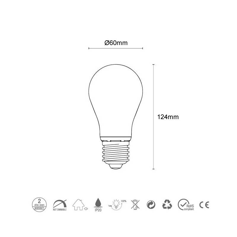 Bombilla LED 6.5w E14 360° 800lm opal - Mantra