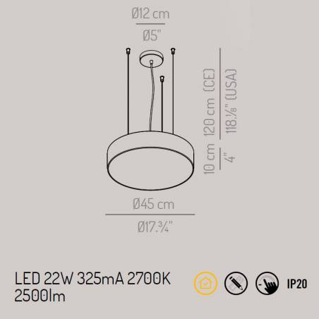 Lámpara colgante Slim LED 22w vinilo info - El Torrent