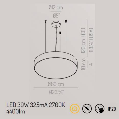 Lámpara colgante Slim LED 39w vinilo info - El Torrent