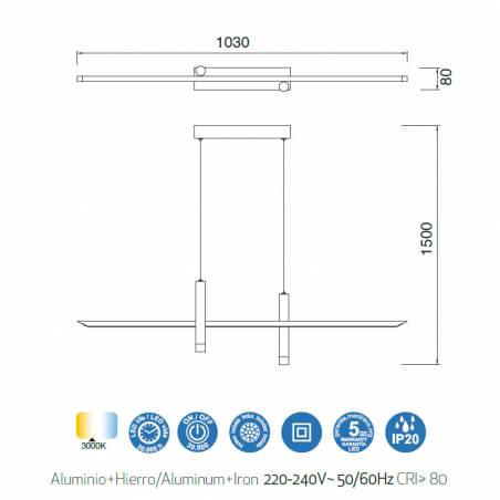 Lámpara colgante Esparta LED 30w negro - Mantra