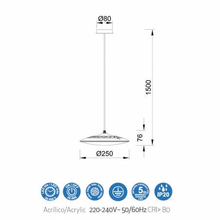 MANTRA Slim LED pendant lamp black