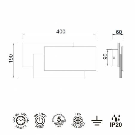MANTRA Tahiti XL 36w LED wall lamp