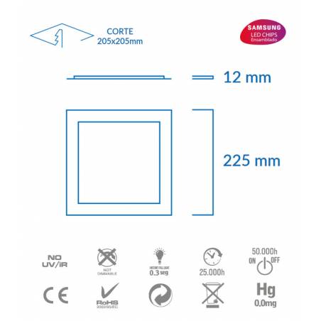 Downlight Elyos LED 25w 2250lm cuadrado gris - Atmoss