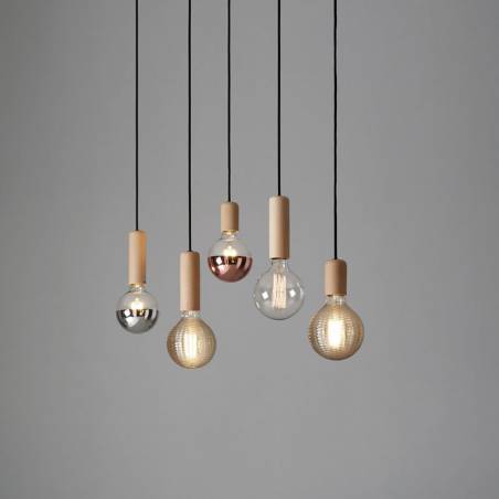 Lámpara colgante Bulb E27 madera - Massmi