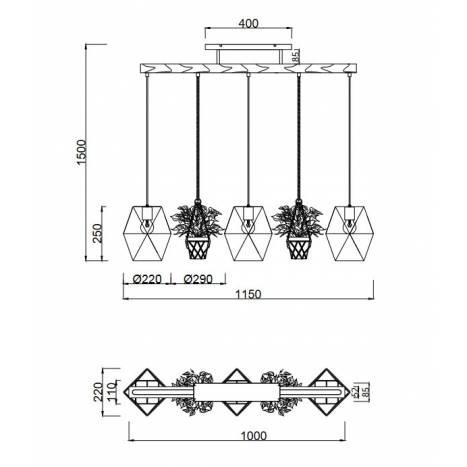 TRIO Plant 3L E27 flower pot lamp