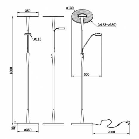 Lámpara de pie Quebec LED 35+5w dimmable - Trio