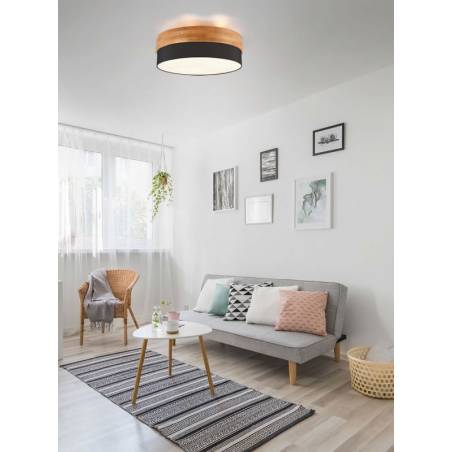 TRIO Seasons ceiling lamp wood + black